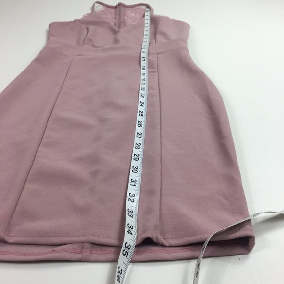 Mauve Bodycon Mini Dress with Lace Detail - Picture 2 of 6